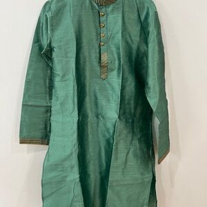 Green Kurta with Gold Accents